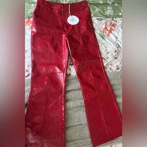 Princess Polly Red Leather Pants - NWT